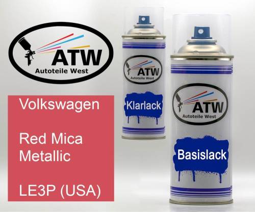 Volkswagen, Red Mica Metallic, LE3P (USA): 400ml Sprühdose + 400ml Klarlack - Set, von ATW Autoteile West.